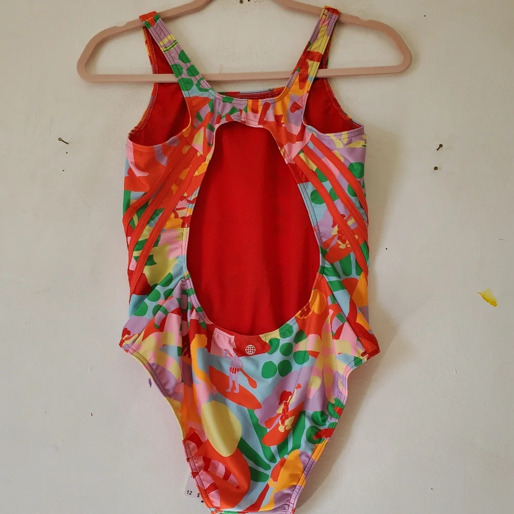 New Women's Adidas Farm Pearl Citrine One Piece Swimsuit‎ Size 12 NWT